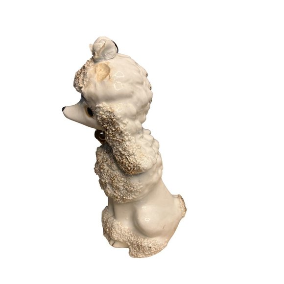Vintage ceramic White Poodle Spaghetti Trim glitter - Picture 8 of 14